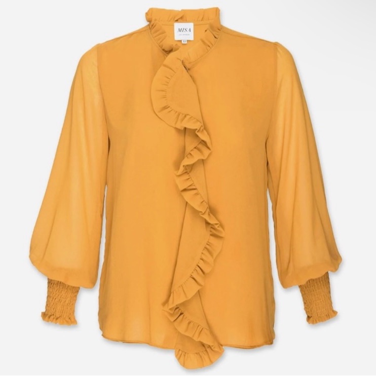 Misa Los Angeles Jacinda Top Gold Ruffled Blouse